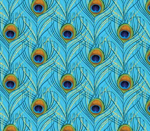 Benartex Rhapsody in Blue Peacock Plumes