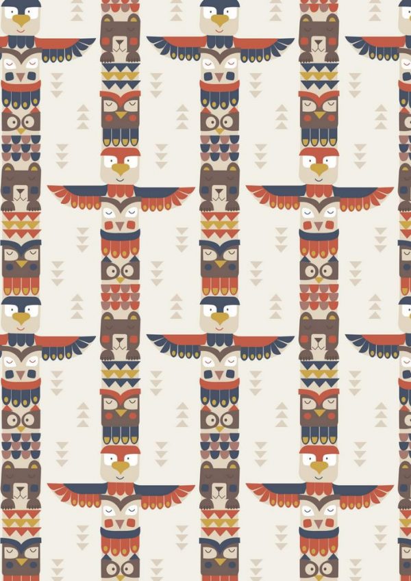 Lewis & Irene Fabrics Big Bear Little Bear Totem On Cream