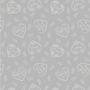 Lewis & Irene Fabrics Dove House Dove Grey Chalk Hearts