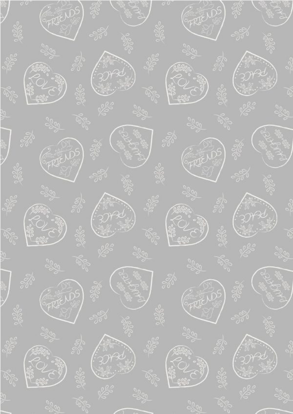 Lewis & Irene Fabrics Dove House Dove Grey Chalk Hearts