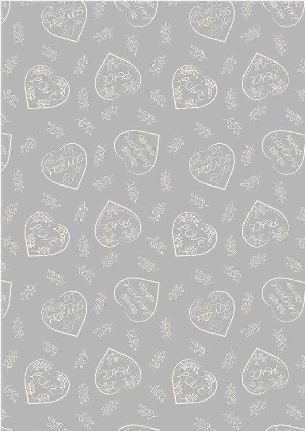 Lewis & Irene Fabrics Dove House Dove Grey Chalk Hearts