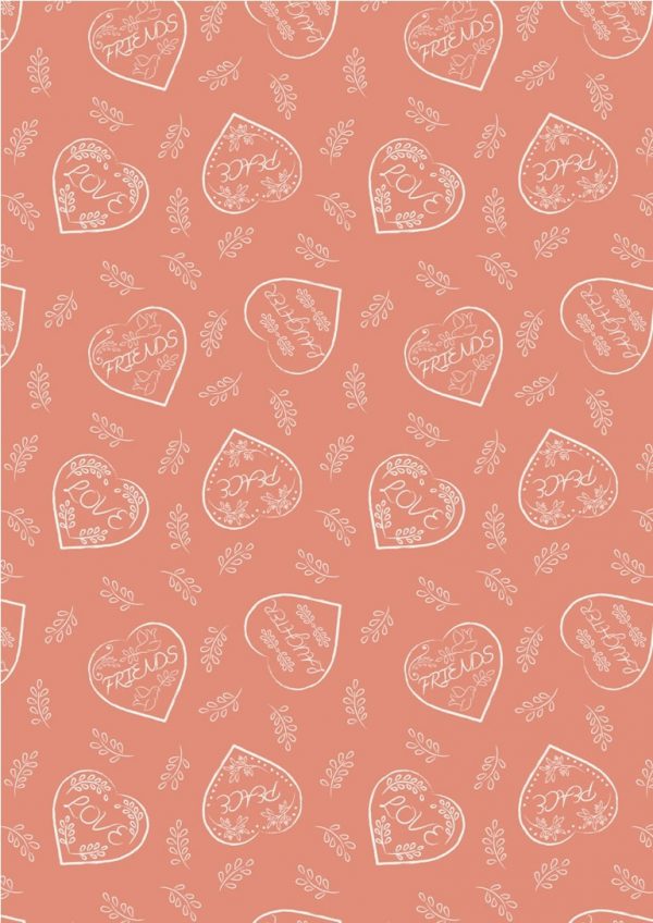 Lewis & Irene Fabrics Dove House Blush Chalk Hearts