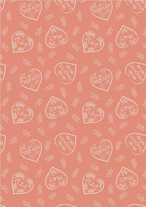 Lewis & Irene Fabrics Dove House Blush Chalk Hearts