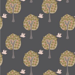 Lewis & Irene Fabrics Dove House Love Tree Grey