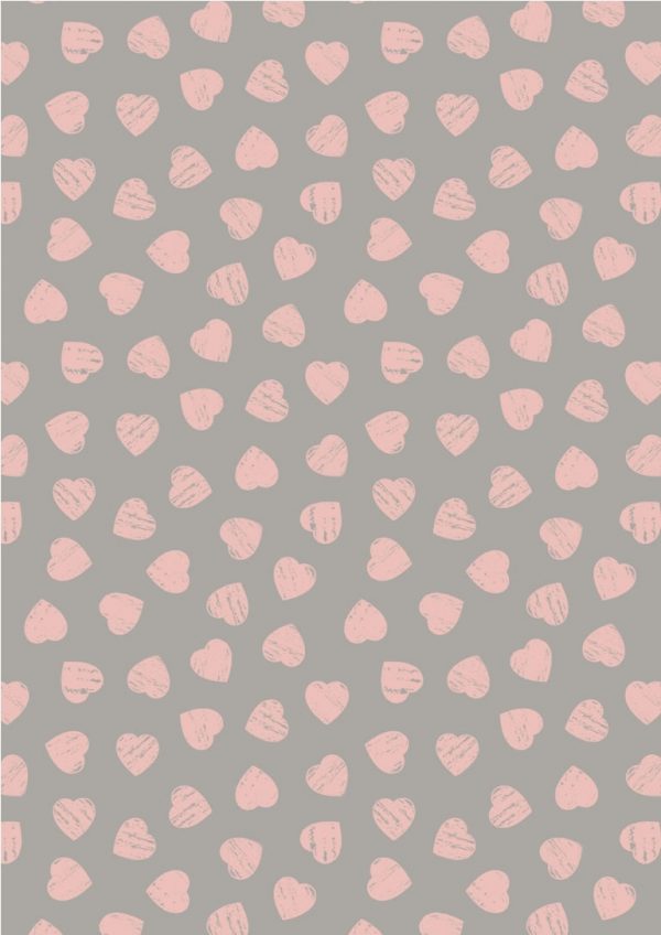 Lewis & Irene Fabrics Dove House Hearts On Grey