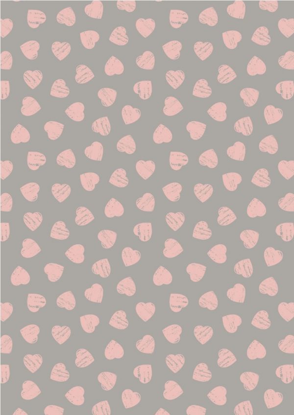 Lewis & Irene Fabrics Dove House Hearts On Grey