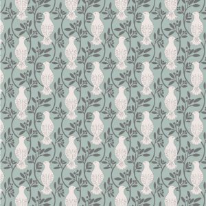 Lewis & Irene Fabrics Dove House Doves on Duck Egg