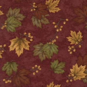 Moda Fabrics Country Road Maple Leaves on Barn Red