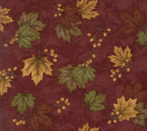 Moda Fabrics Country Road Maple Leaves on Barn Red
