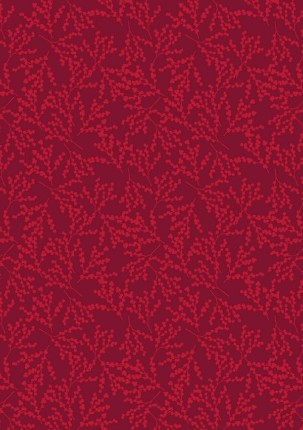 Lewis & Irene Fabrics Make A Christmas Wish Red Berries On Wine