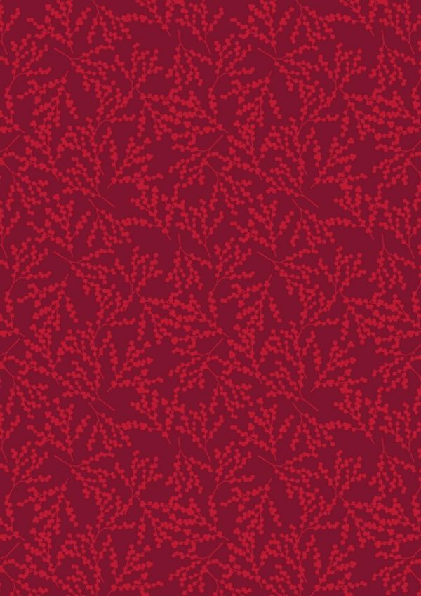 Lewis & Irene Fabrics Make A Christmas Wish Red Berries On Wine