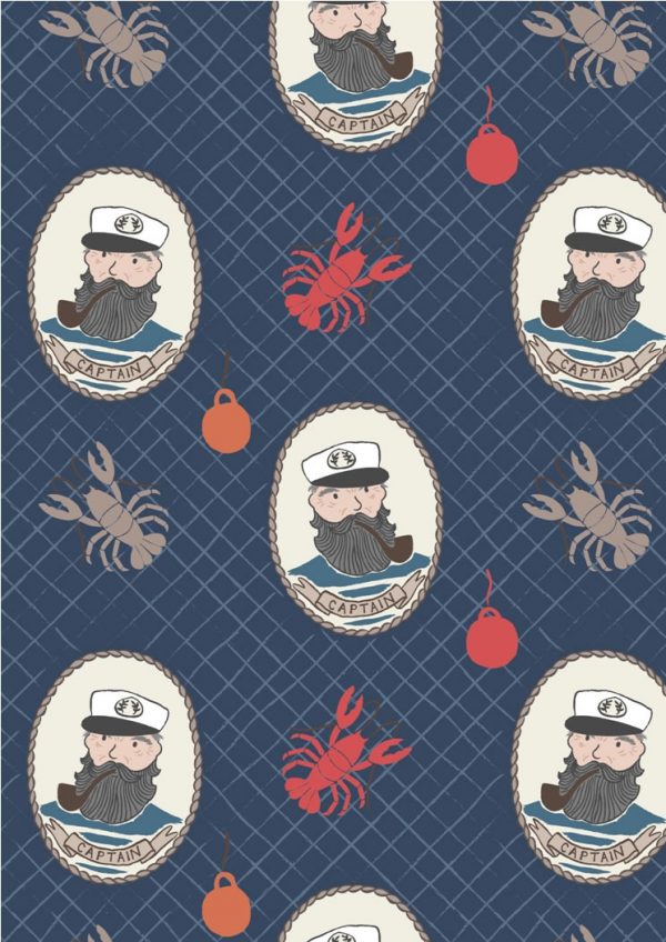 Lewis & Irene Harbour Side Captain On Navy Blue
