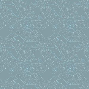 Lewis & Irene Fabrics To the Moon and Back Constellations on Blue Grey