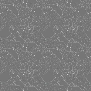 Lewis & Irene Fabrics To the Moon and Back Star Constellations Dark Grey