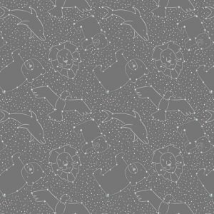 Lewis & Irene Fabrics To the Moon and Back Star Constellations Dark Grey