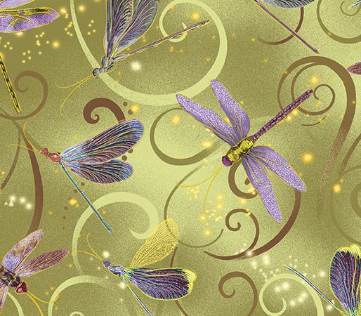 Benartex Dance of the Dragonfly Celedon
