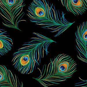 Benartex Fabrics Rhapsody in Blue Dancing Feather Black