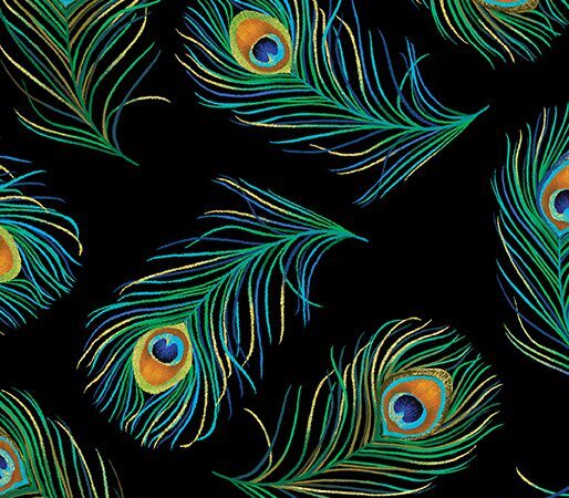 Benartex Rhapsody in Blue Dancing Feather Black