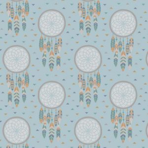 Lewis & Irene Fabrics To Catch a Dream Light Blue Dream Catchers