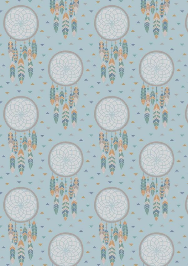 Lewis & Irene Fabrics To Catch a Dream Light Blue Dream Catchers