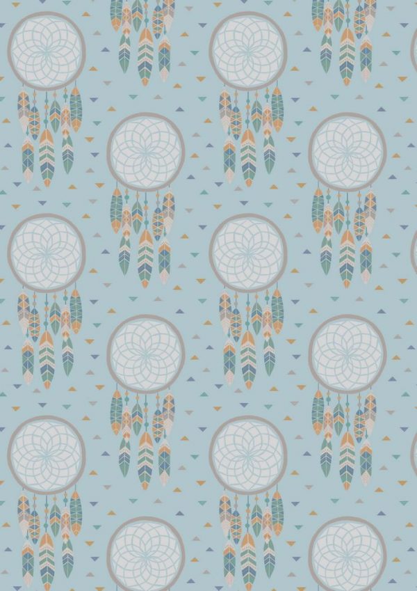 Lewis & Irene Fabrics To Catch a Dream Light Blue Dream Catchers