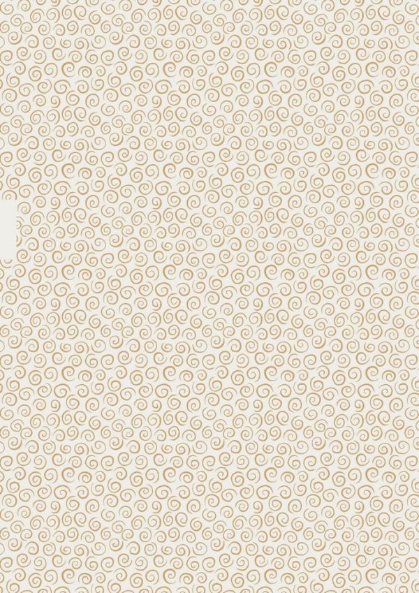 Lewis & Irene Fabrics To Catch a Dream Gold Metallic Swirls on Cream