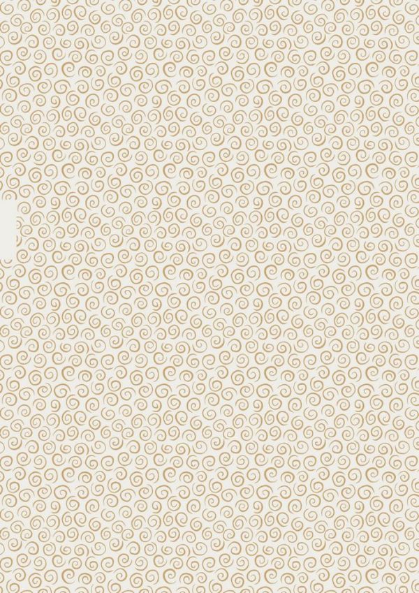 Lewis & Irene Fabrics To Catch a Dream Gold Metallic Swirls on Cream