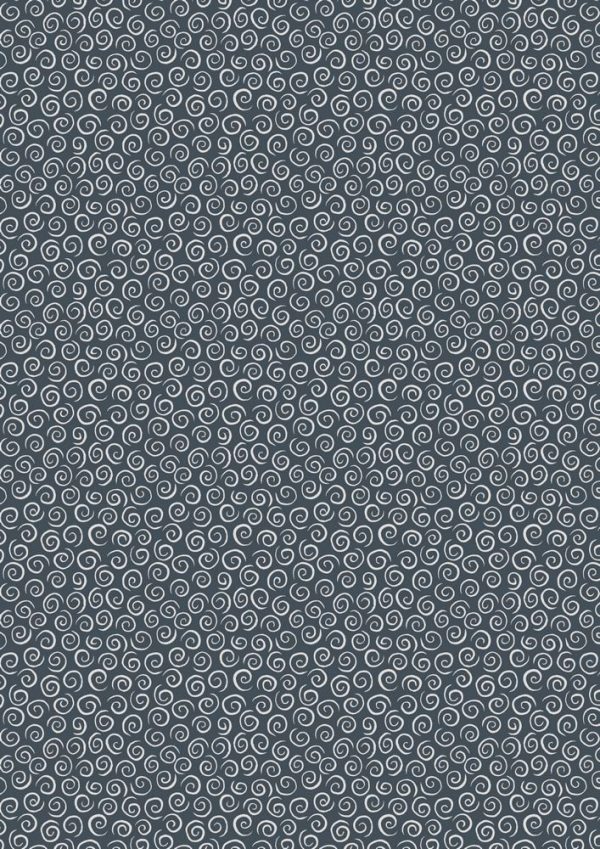 Lewis & Irene Fabrics To Catch a Dream Silver Metallic Swirls on Nighttime