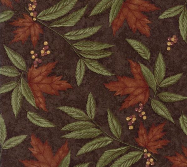 Moda Fabrics Country Road Large Leaf on Earth Brown