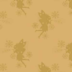 Lewis & Irene Fabrics Make A Christmas Wish Metallic Gold Fairies On Gold