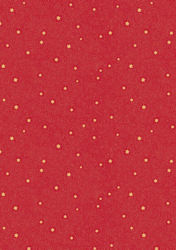 Lewis & Irene Fabric Make A Christmas Wish Fairy Dust in Red