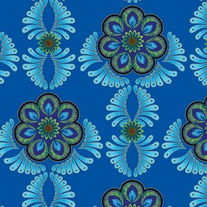 Benartex Fabrics Rhapsody in Blue Feather Medallion Blue