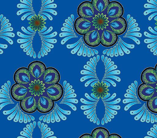 Benartex Rhapsody in Blue Feather Medallion Blue