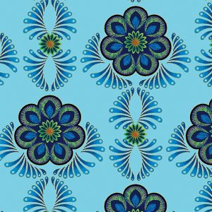 Benartex Fabrics Rhapsody in Blue Feather Medallion Aqua