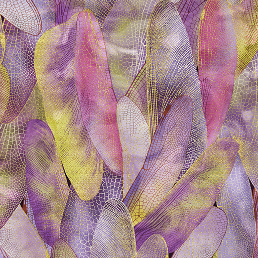 Benartex Fabrics Dance of the Dragonfly Deep Lavender Gilded Wings