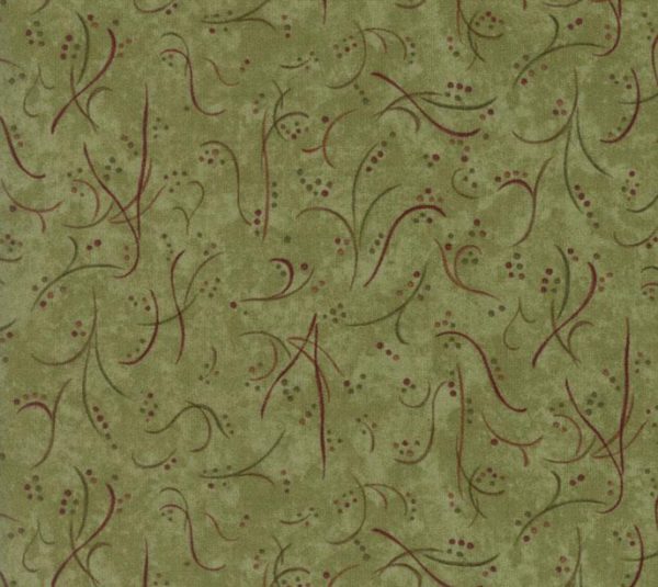 Moda Fabrics Country Road Twig Berries on Moss Green