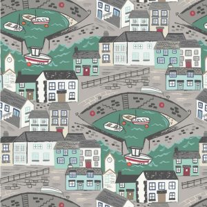 Lewis & irene Fabrics Harbourside Scenic Green