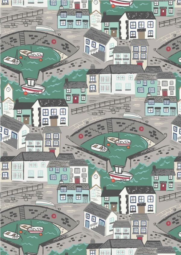 Lewis & irene Fabrics Harbourside Scenic Green