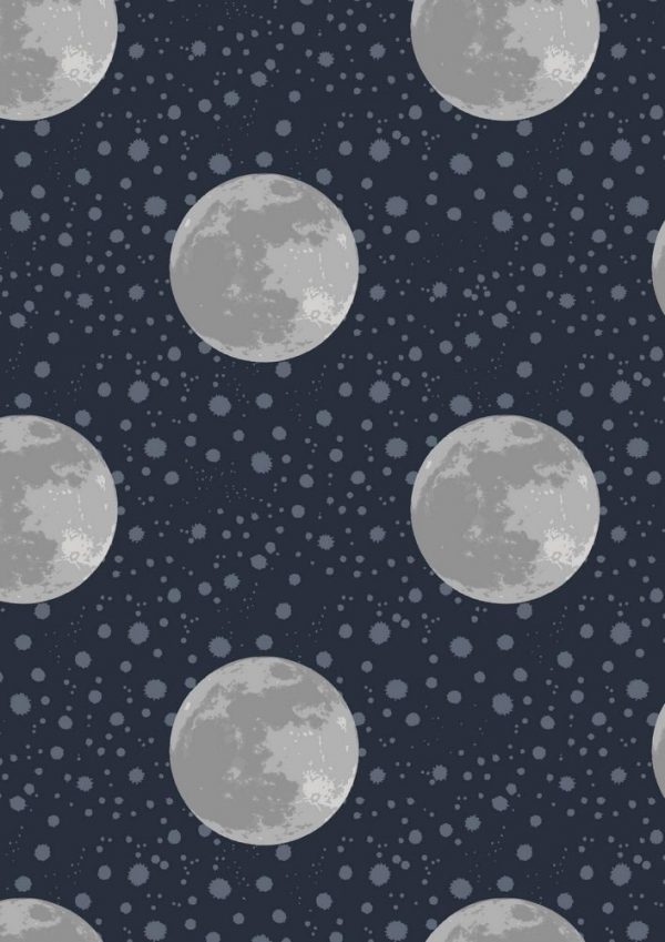 Lewis & Irene Fabrics To the Moon and Back Moon On Midnight