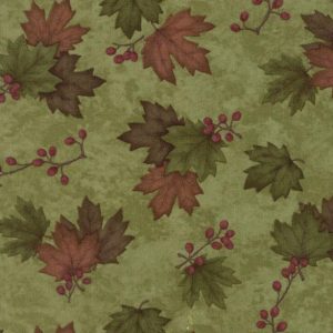Moda Fabrics Country Road Maple Leaves on Moss Green