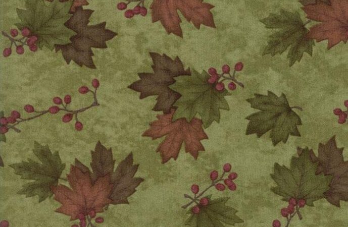 Moda Country Road Moss Green Maple Leaves