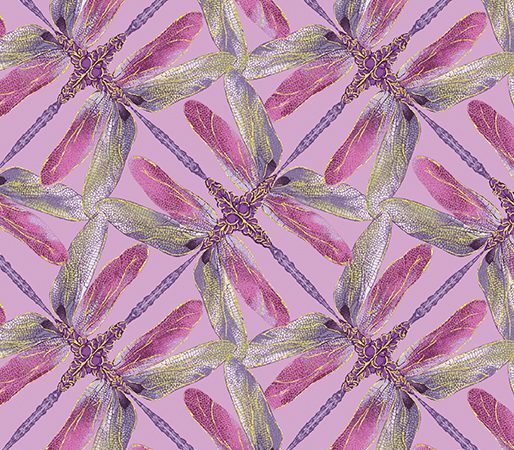 Benartex Dance of the Dragonfly Lilac Geo Pinwheel