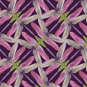 Benartex Fabrics Dance of the Dragonfly Plum Geo Pinwheel