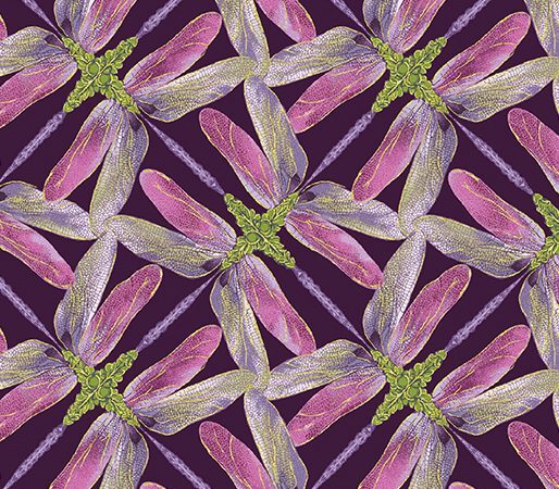 Benartex Dance of the Dragonfly Plum Geo Pinwheel