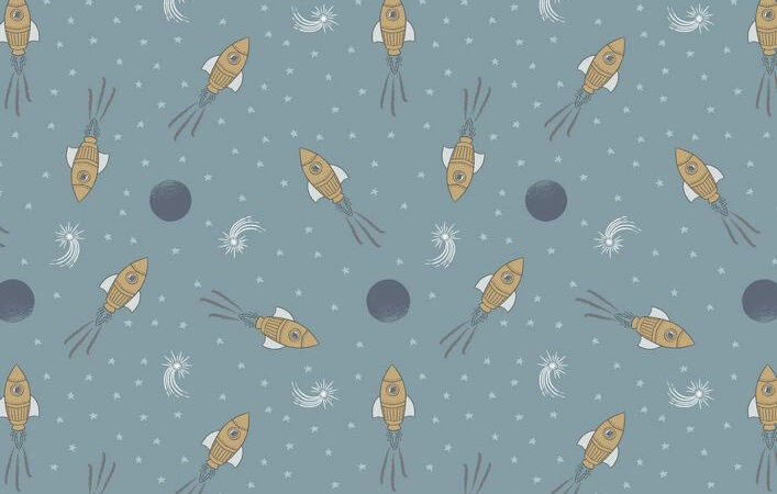Lewis & Irene To the Moon and Back Rockets On Grey