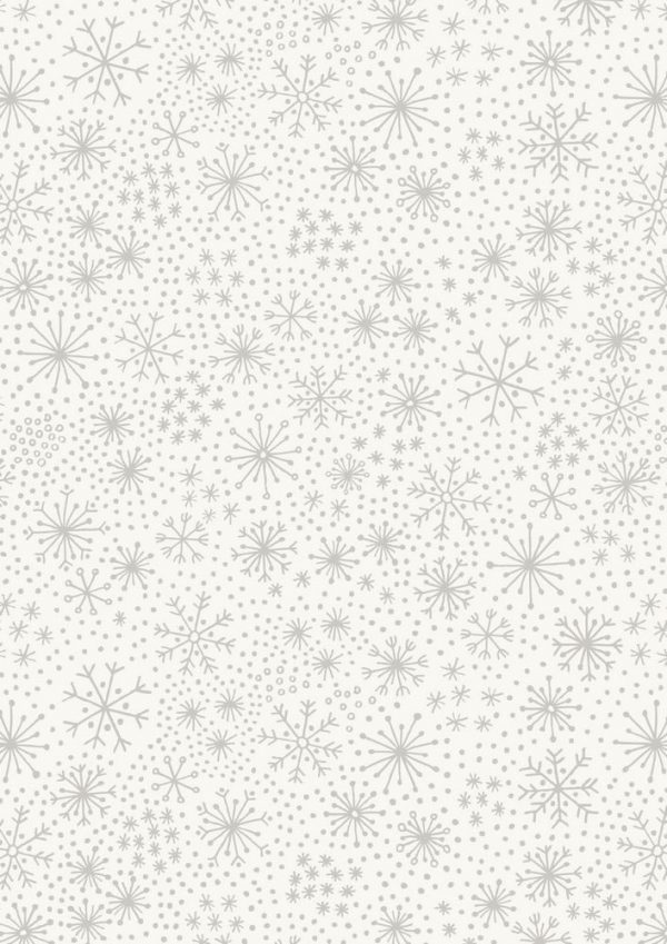 Lewis & Irene Fabrics Make A Christmas Wish Silver Snowflakes On Snow