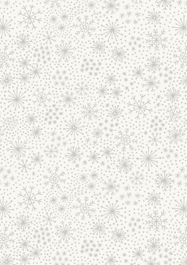 Lewis & Irene Fabrics Make A Christmas Wish Silver Snowflakes On Snow