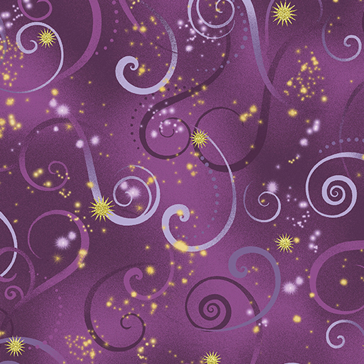 Benartex Fabrics Dance of the Dragonfly Deep Purple Swirling Sky
