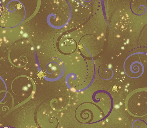 Benartex Dance of the Dragonfly Olive Swirling Sky