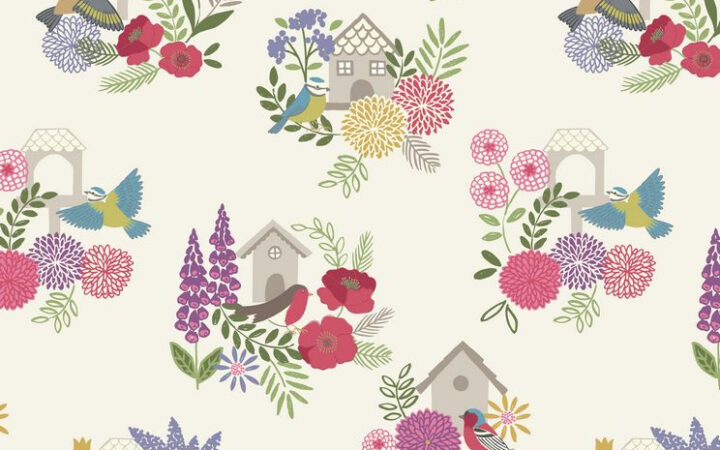 Lewis & Irene Grandma’s Garden Bird Houses Pale Cream